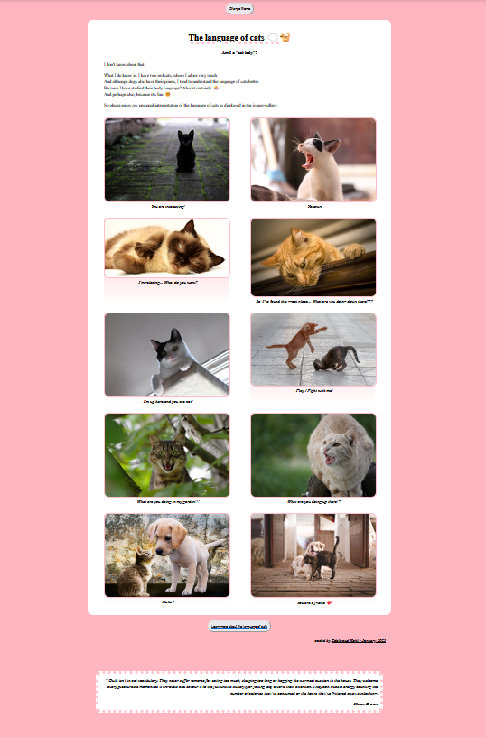 screenshot of page about cats